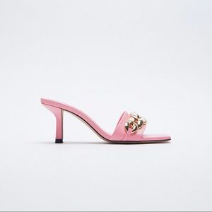 NWT. Zara Pink Heeled Sandals. Size 7,5.